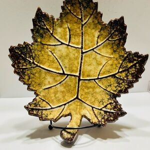 Leaf-Shaped Ceramic Art Plate